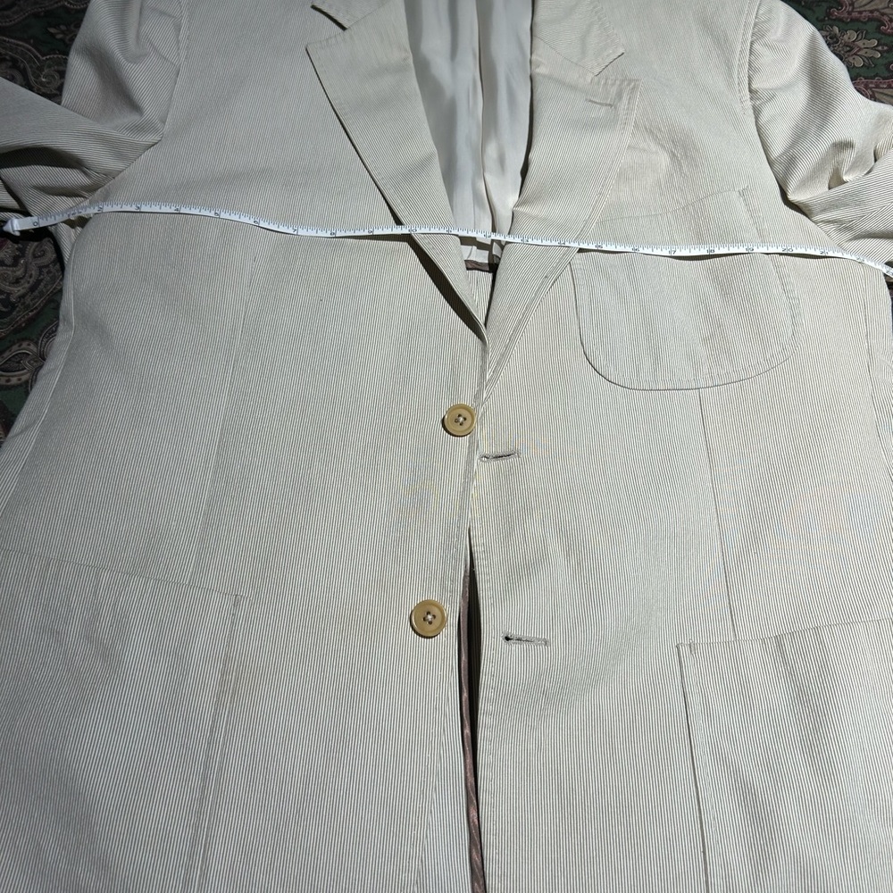 Men’s Nat Nast off-white & tan woven stripes  Msmts* blazer partly lined